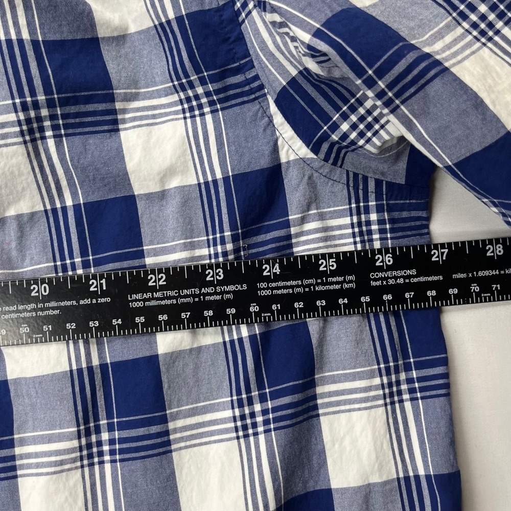 Duluth Trading Co Shirt Mens 2XL Tall Blue White Plaid Cotton Blend Relaxed Fit - Picture 7 of 12